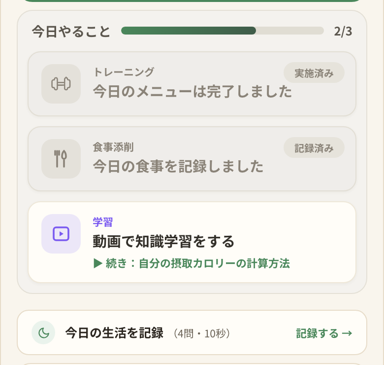 今日やることゾーン