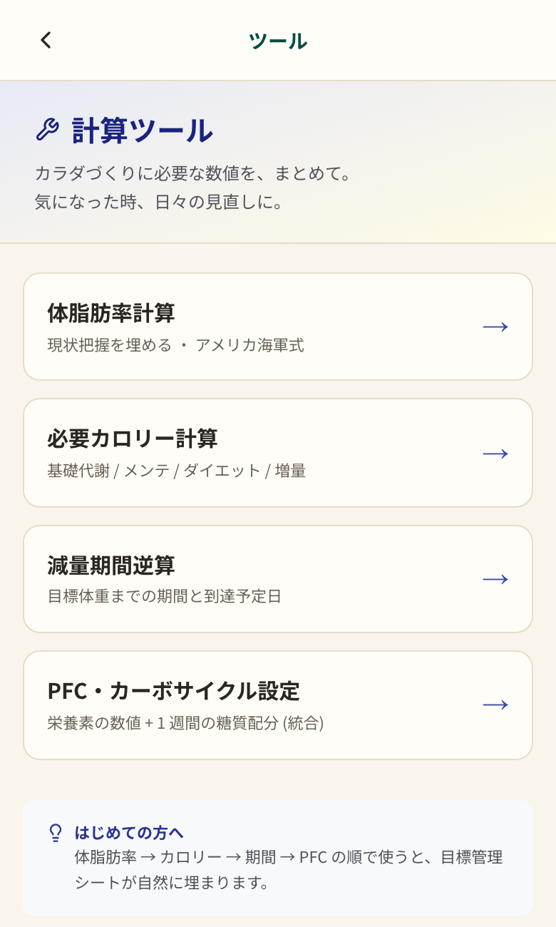 計算ツールの一覧